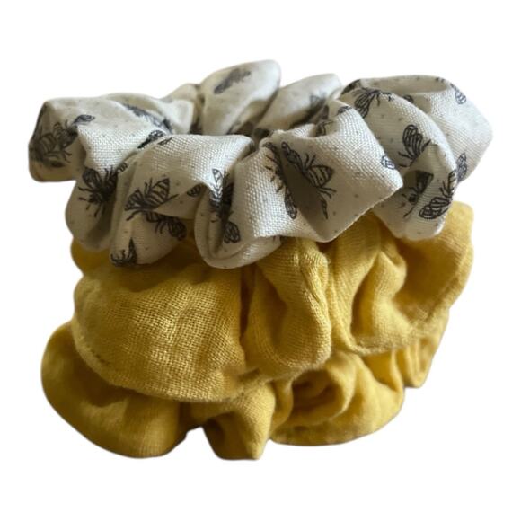 Assorted Hair Scrunchies Handmade Yellow 100% Cotton Bumble Bee Theme NEW X3 - Picture 4 of 6
